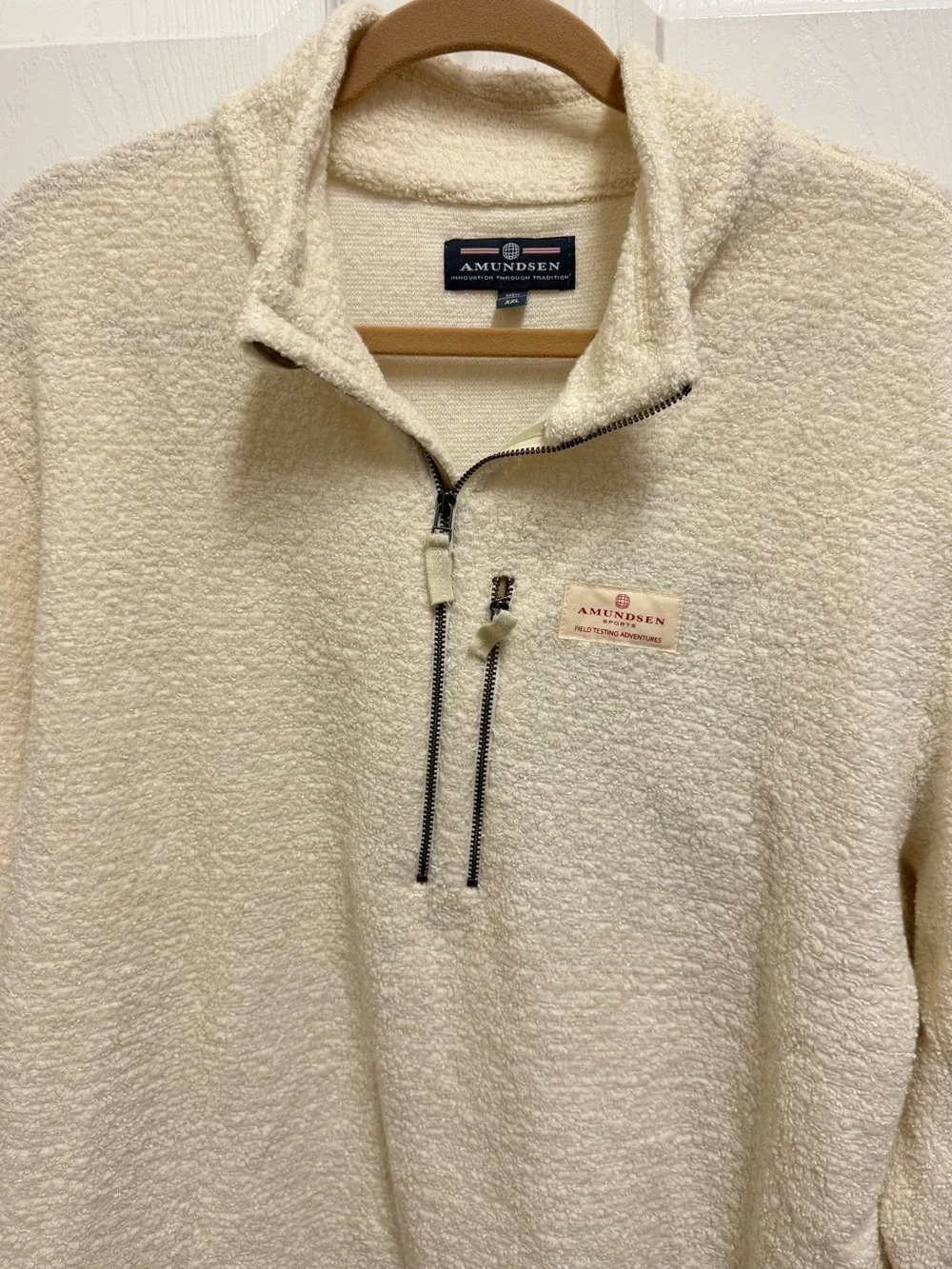 Amundsen Cream Sherpa Quarter Zip Pullover Sweater